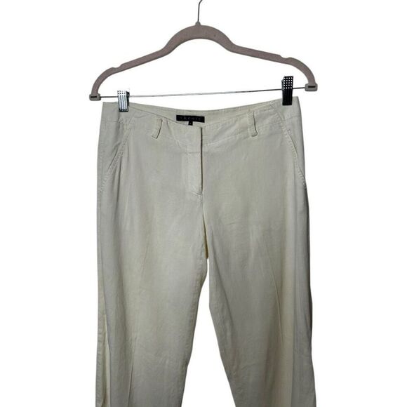 Theory White Linen Blend Straight Leg Pants Women's Size 2 Professional Timeless - Picture 2 of 11